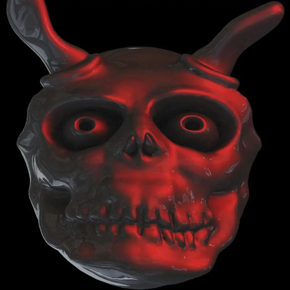 A red devil is spotted amongst the darkness.